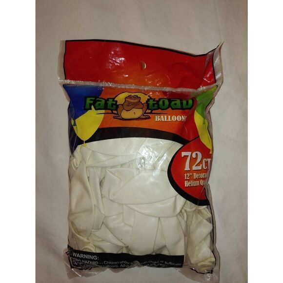 Fat Toad 72 White 12" Round Latex Helium Quality Balloons - Picture 1 of 3